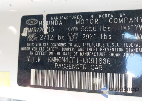 2015 Hyundai Genesis 5.0 из США, поврежденный, VIN KMHGN4JF1FU091836